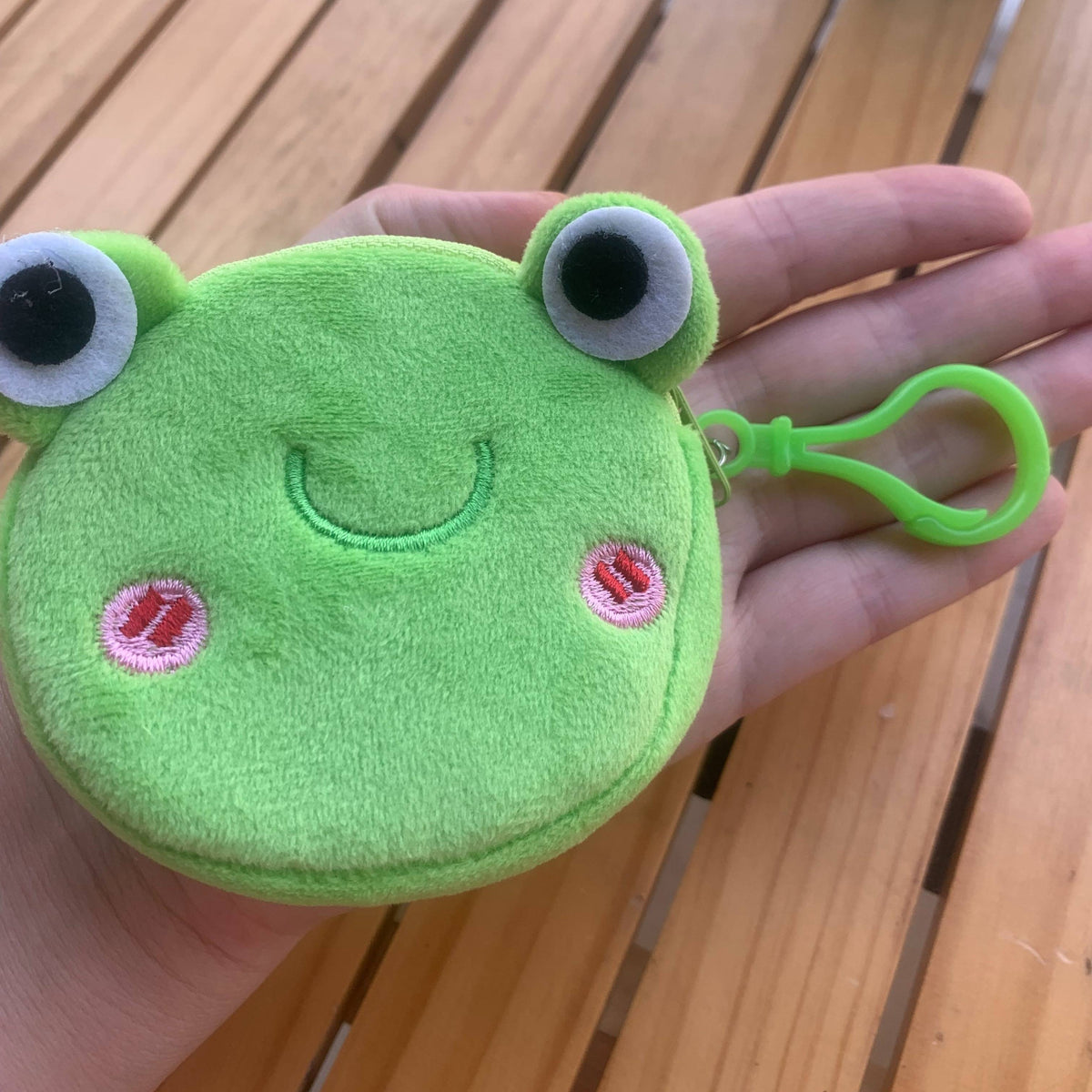 Porte-monnaie enfant peluche à clipser, abeille ou grenouille