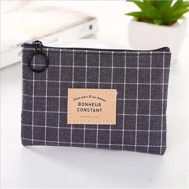 Porte-monnaie femme compact en tissu coton avec zip et motif rayé — photo 5