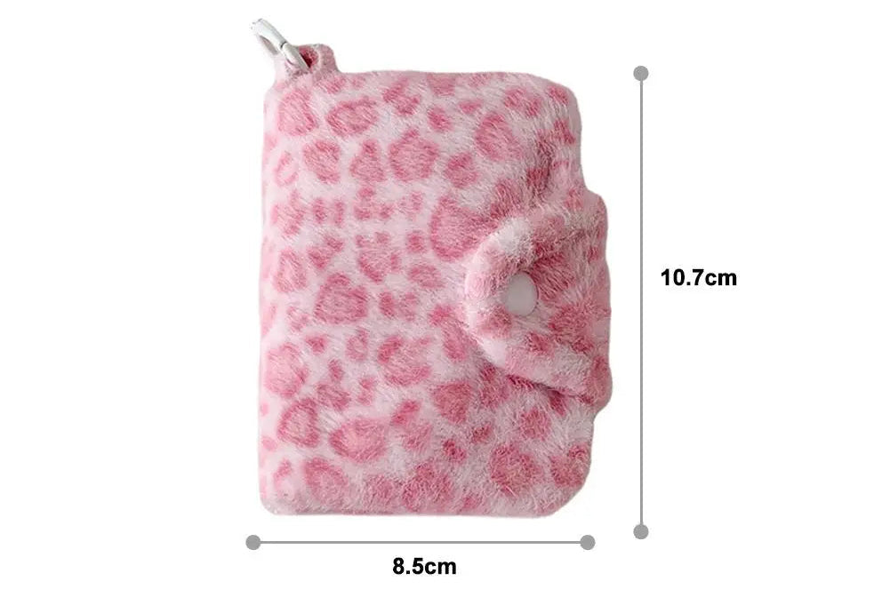 Porte-monnaie léopard en peluche avec fermeture pression et poche zippée — photo 6 Image