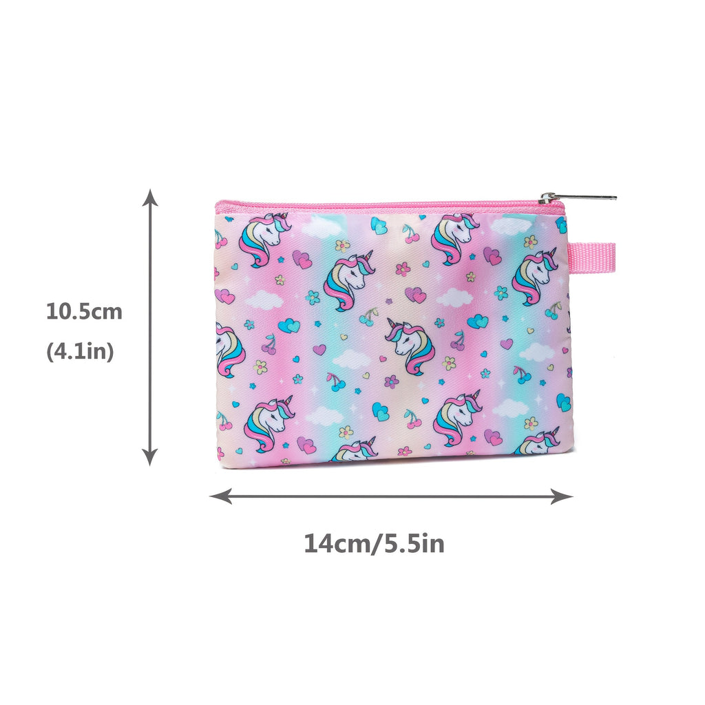 Porte-monnaie licorne zippé, pochette plate en toile imprimée