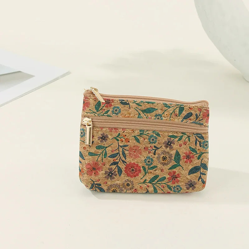 Porte-monnaie en liège motif ethnique zippé double compartiment compact — photo 8