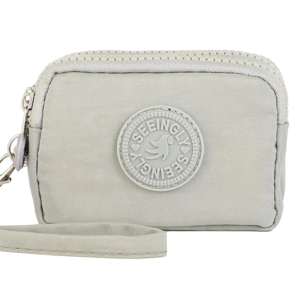 Porte-monnaie compact en nylon imperméable avec porte-cartes zippé pour femme — photo 12