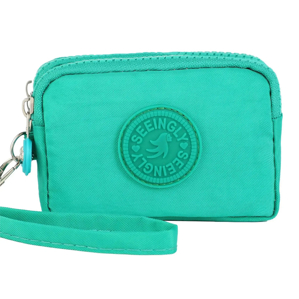 Porte-monnaie compact en nylon imperméable avec porte-cartes zippé pour femme — photo 13