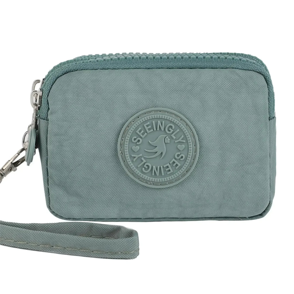 Porte-monnaie compact en nylon imperméable avec porte-cartes zippé pour femme — photo 15