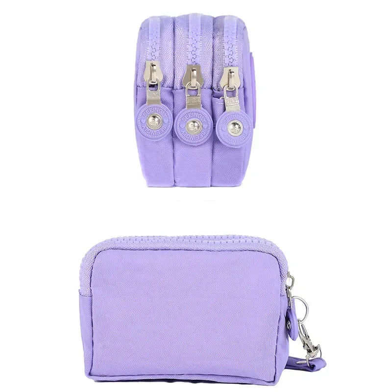 Porte-monnaie compact en nylon imperméable avec porte-cartes zippé pour femme — photo 4
