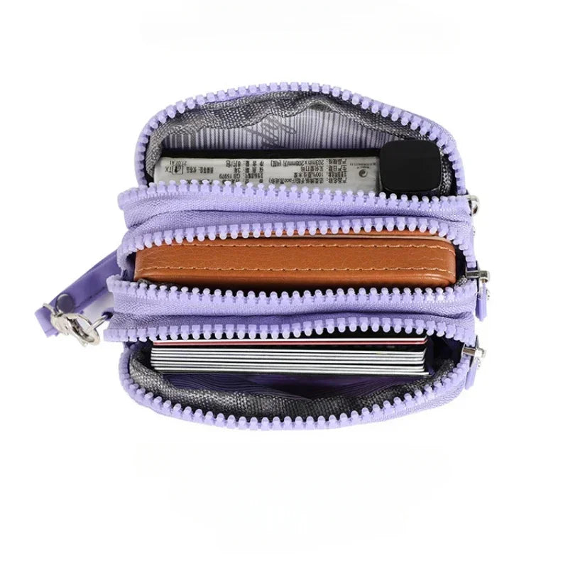 Porte-monnaie compact en nylon imperméable avec porte-cartes zippé pour femme — photo 6