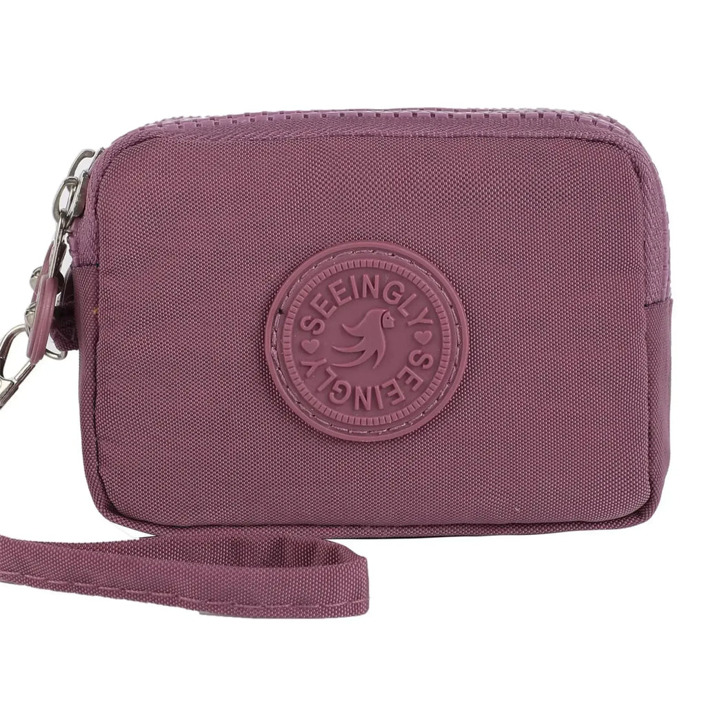 Porte-monnaie compact en nylon imperméable avec porte-cartes zippé pour femme — photo 9