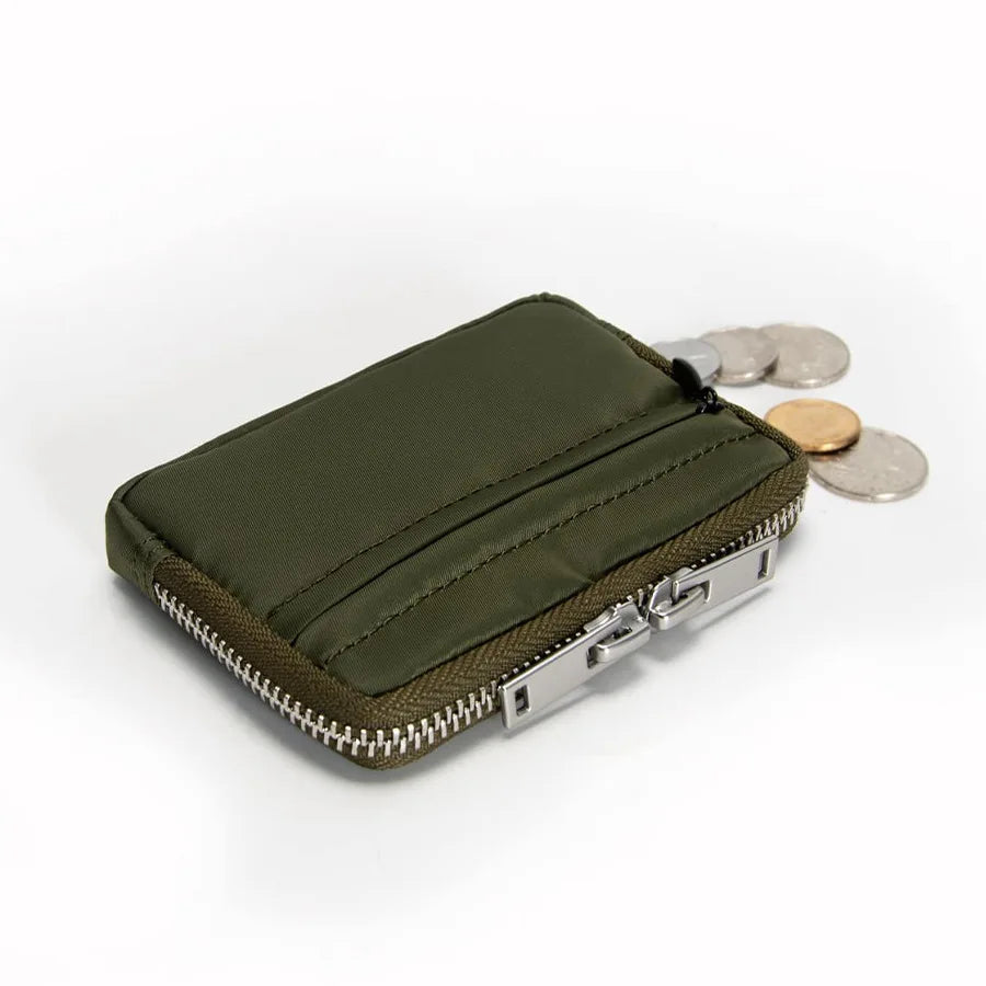 Porte-monnaie zippé en nylon compact étanche avec porte-cartes intégré — photo 2