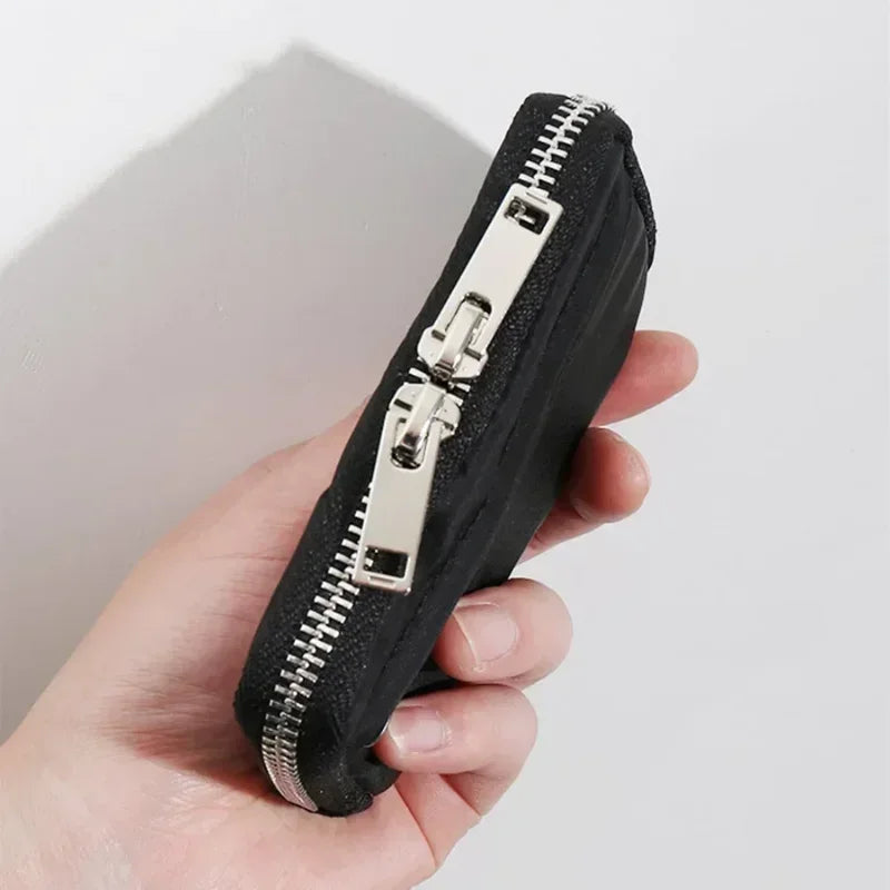 Porte-monnaie zippé en nylon compact étanche avec porte-cartes intégré — photo 3