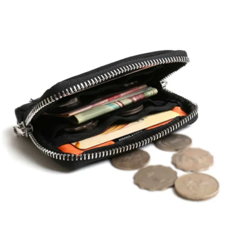 Porte-monnaie zippé en nylon compact étanche avec porte-cartes intégré — photo 4