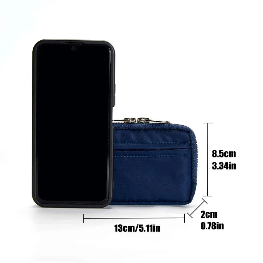 Porte-monnaie zippé en nylon compact étanche avec porte-cartes intégré — photo 6
