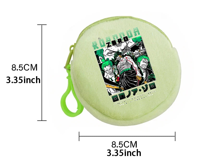 Porte-monnaie rond en peluche One Piece pour enfants et fans d'Anime — photo 2