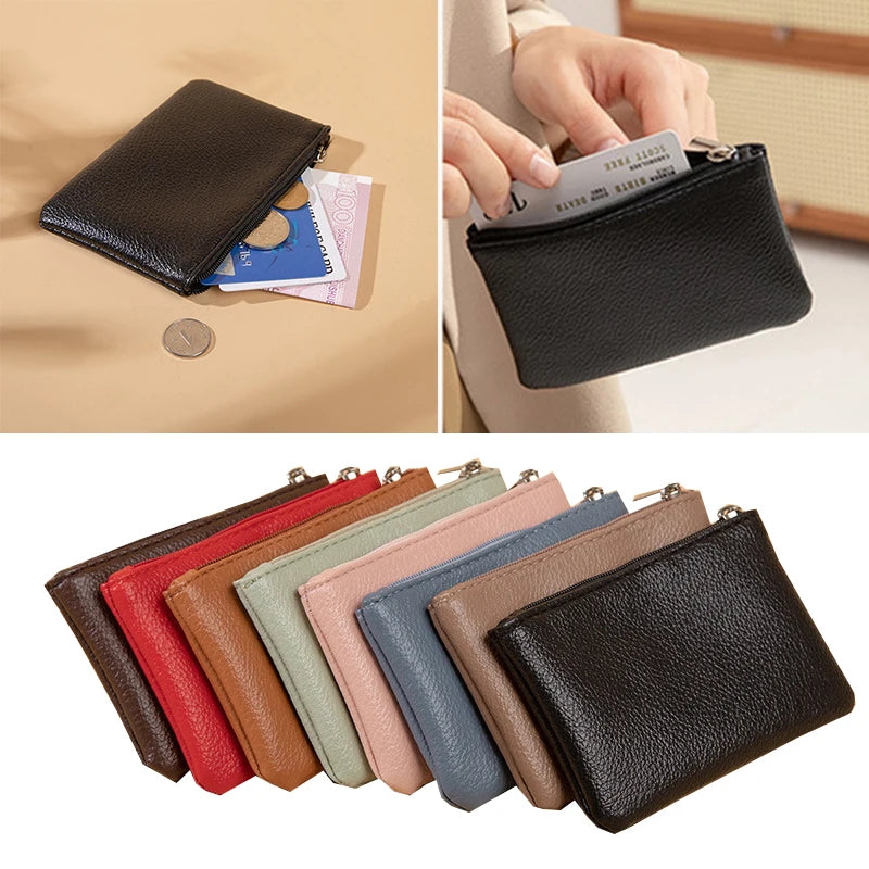 Porte-monnaie zippé en cuir PU texture litchi pour homme et femme — photo 4