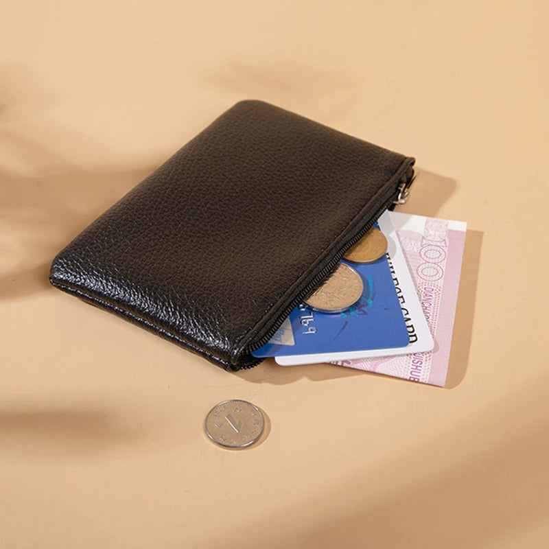 Porte-monnaie zippé en cuir PU texture litchi pour homme et femme — photo 5