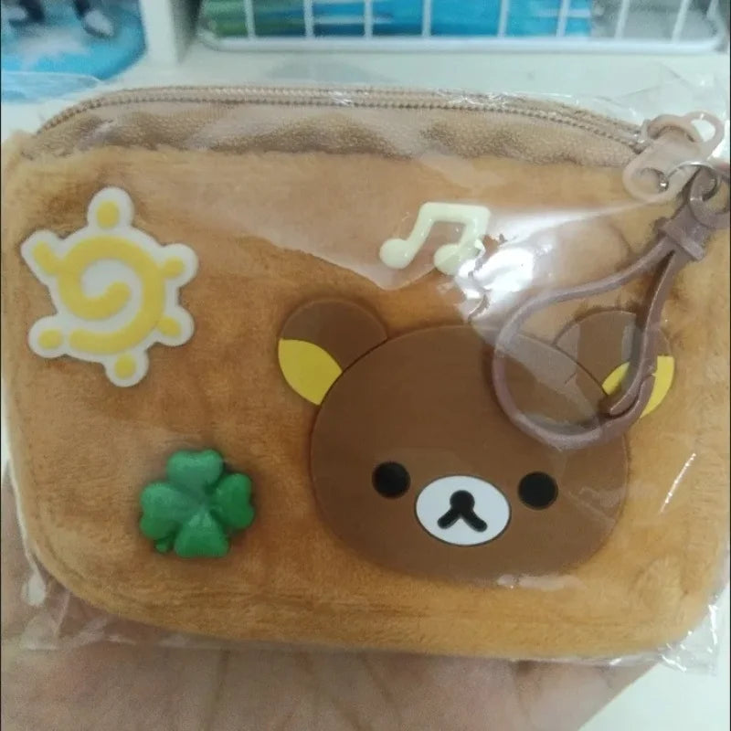 Porte-monnaie Rilakkuma en peluche avec fermeture zippée et porte-clés kawaii — photo 2