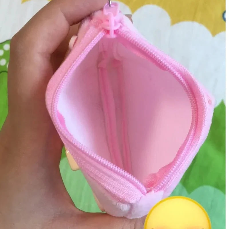 Porte-monnaie Rilakkuma en peluche avec fermeture zippée et porte-clés kawaii — photo 3