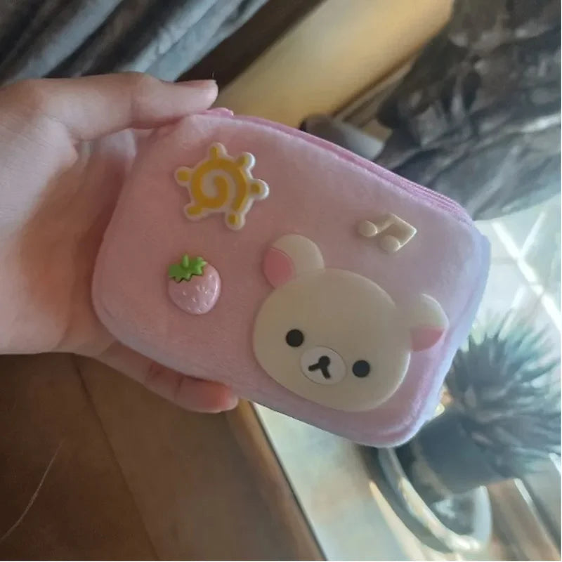 Porte-monnaie Rilakkuma en peluche avec fermeture zippée et porte-clés kawaii — photo 6