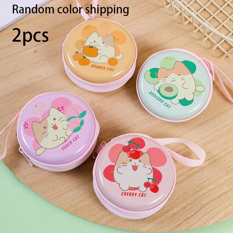 Porte-monnaie rond zippé à dragonne, lot de 2 motifs surprise