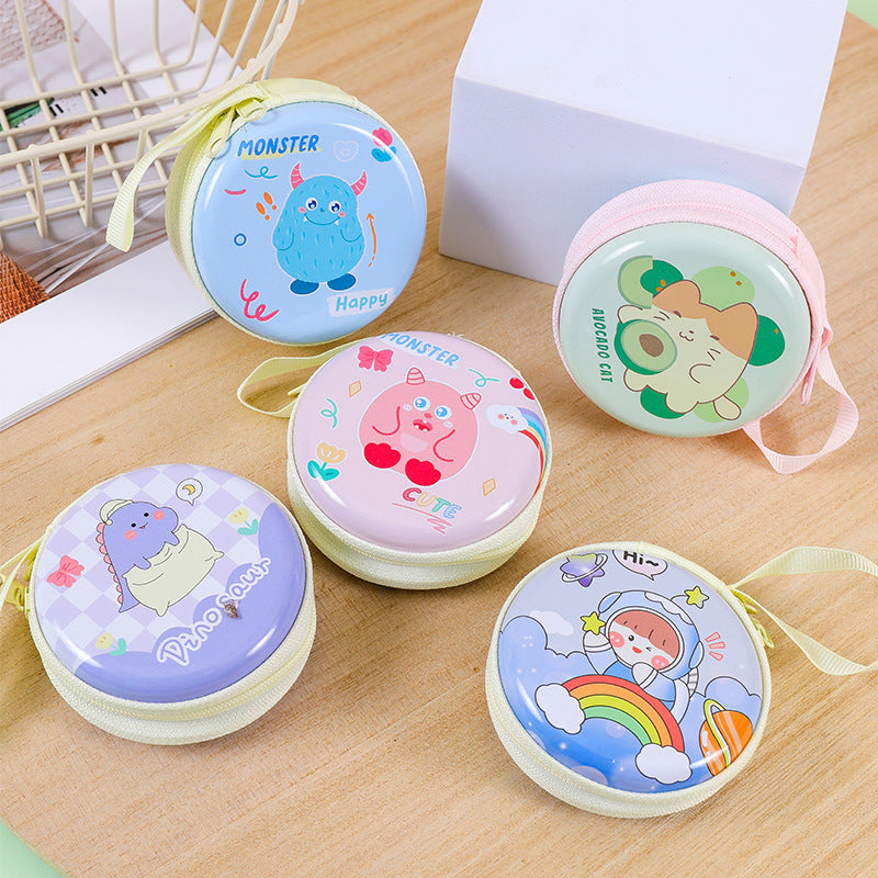 Porte-monnaie rond zippé à dragonne, lot de 2 motifs surprise
