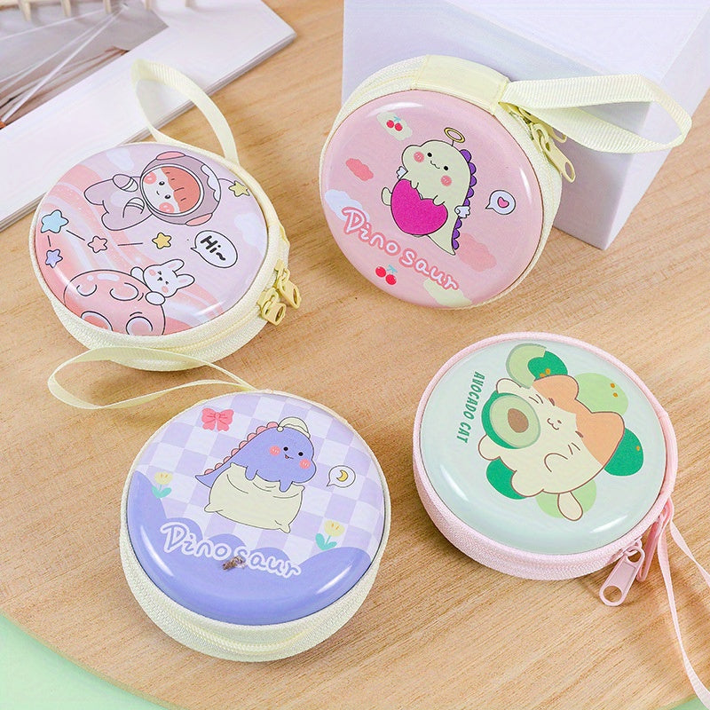 Porte-monnaie rond zippé à dragonne, lot de 2 motifs surprise