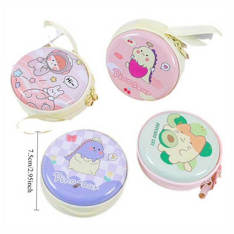 Porte-monnaie rond zippé à dragonne, lot de 2 motifs surprise