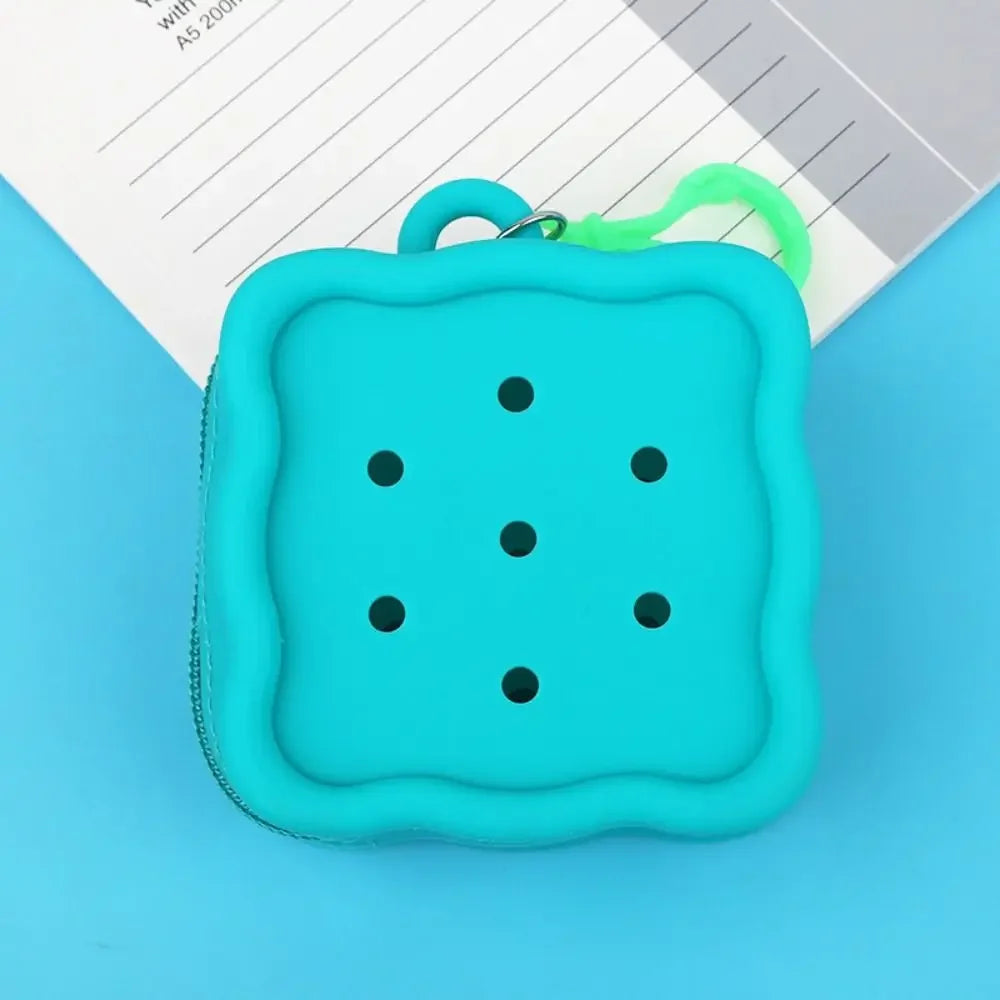Porte-monnaie silicone carré avec fermeture zippée et porte-clés coloré — photo 11