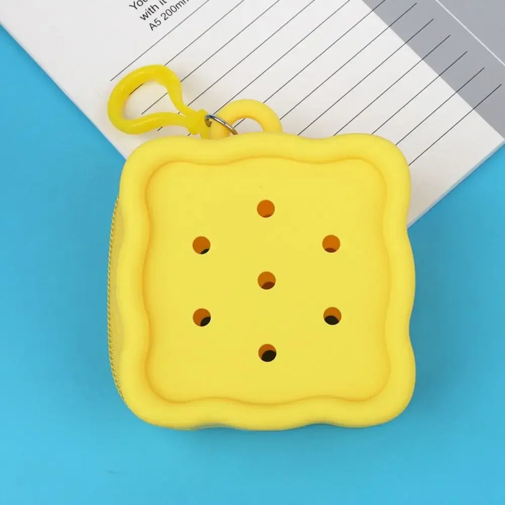 Porte-monnaie silicone carré avec fermeture zippée et porte-clés coloré — photo 12