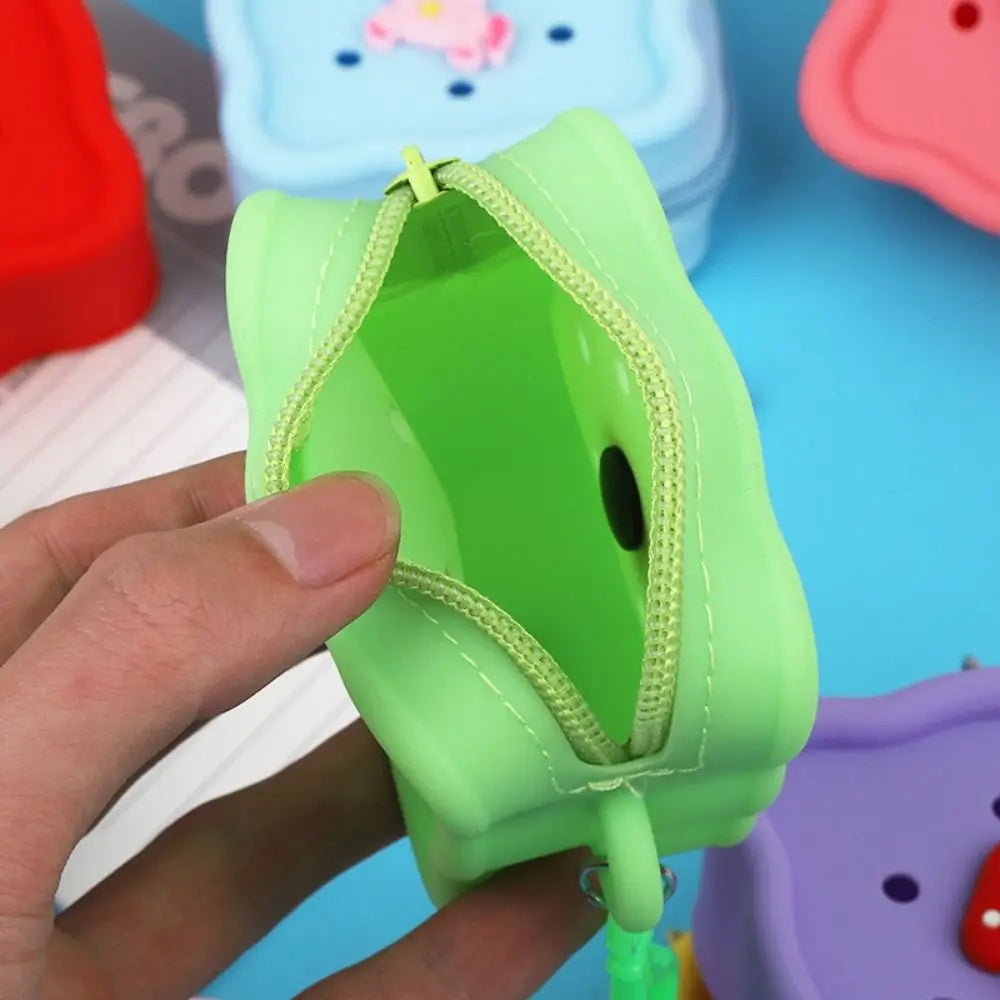 Porte-monnaie silicone carré avec fermeture zippée et porte-clés coloré — photo 4