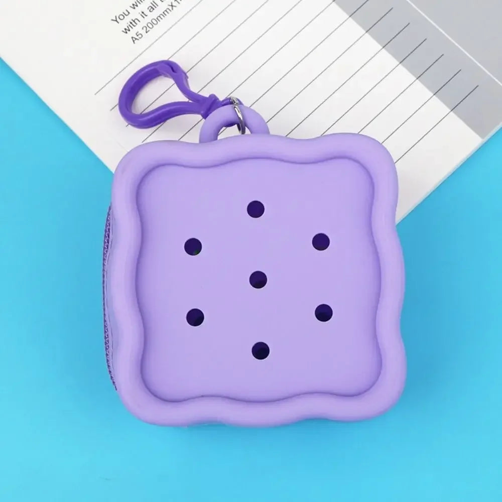 Porte-monnaie silicone carré avec fermeture zippée et porte-clés coloré — photo 7