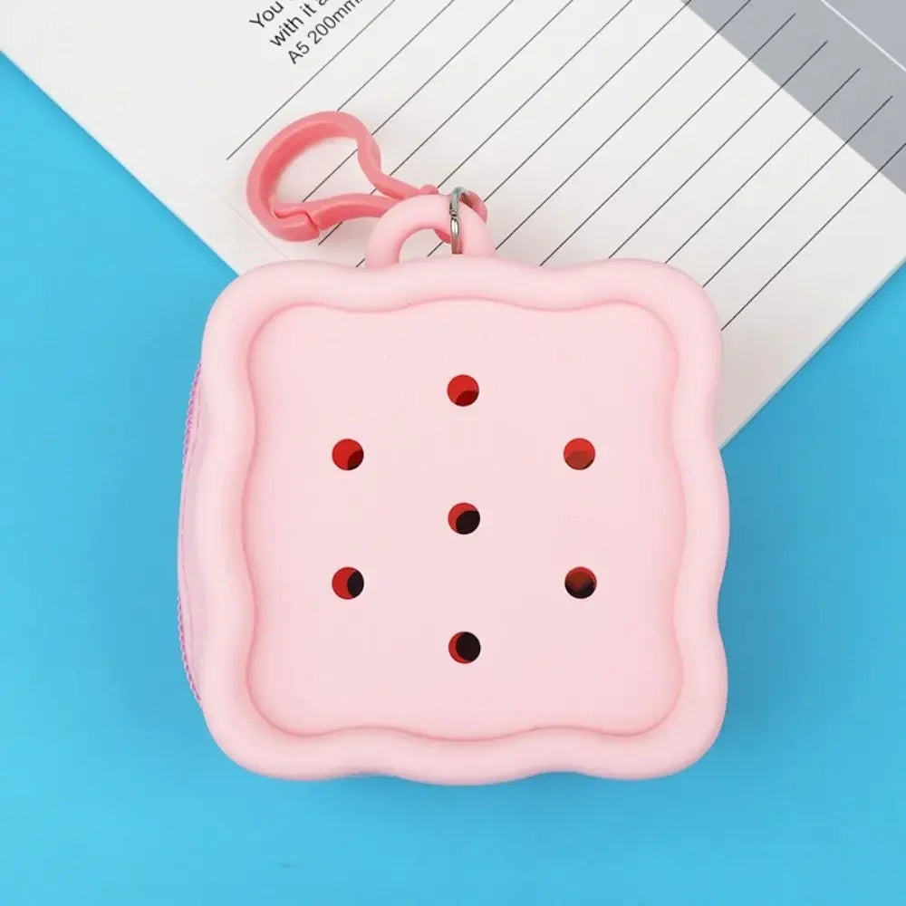 Porte-monnaie silicone carré avec fermeture zippée et porte-clés coloré — photo 8