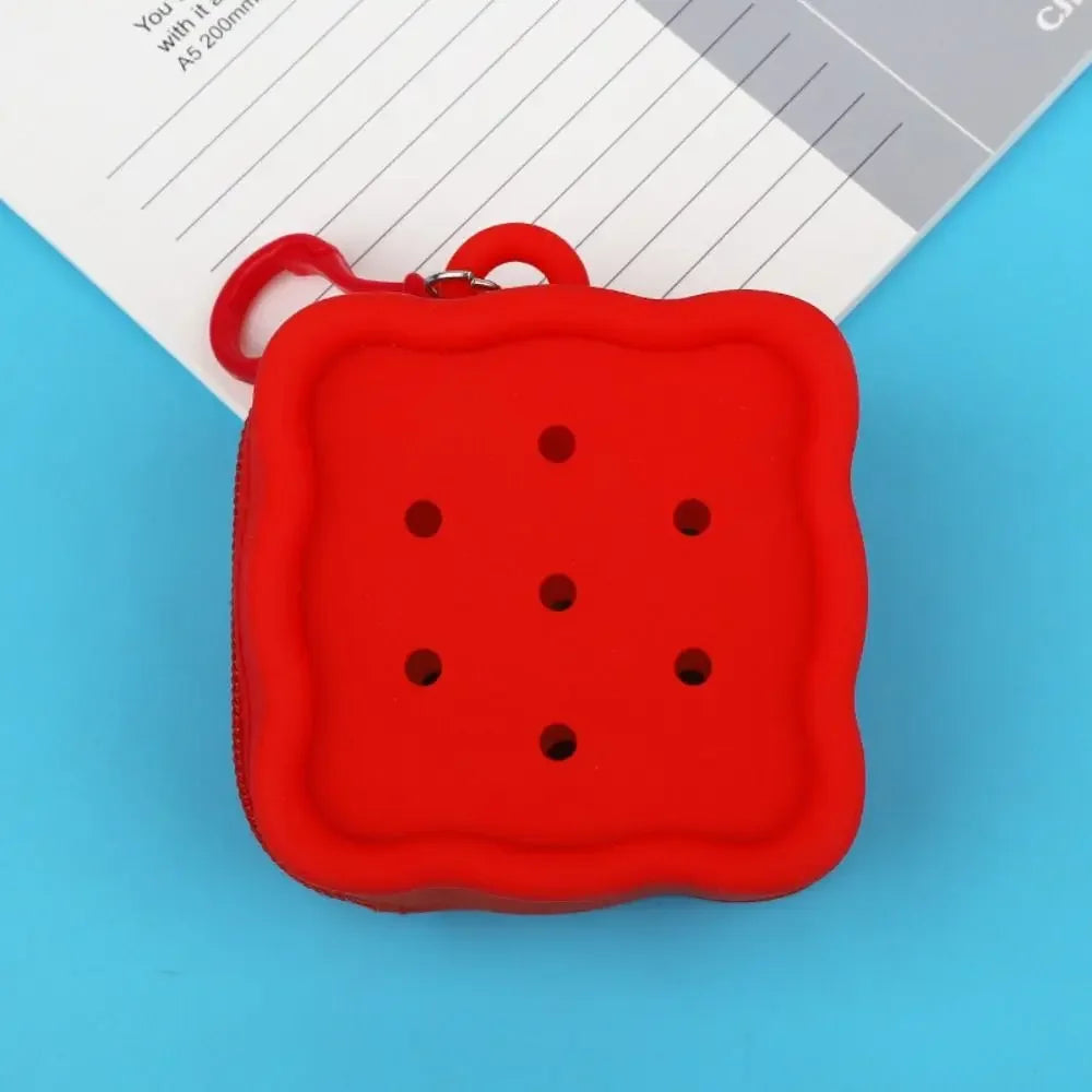 Porte-monnaie silicone carré avec fermeture zippée et porte-clés coloré — photo 9