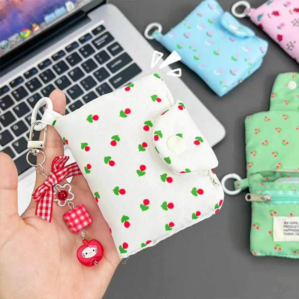 Porte-monnaie multicouche en tissu fleuri avec porte-cartes intégré — photo 1