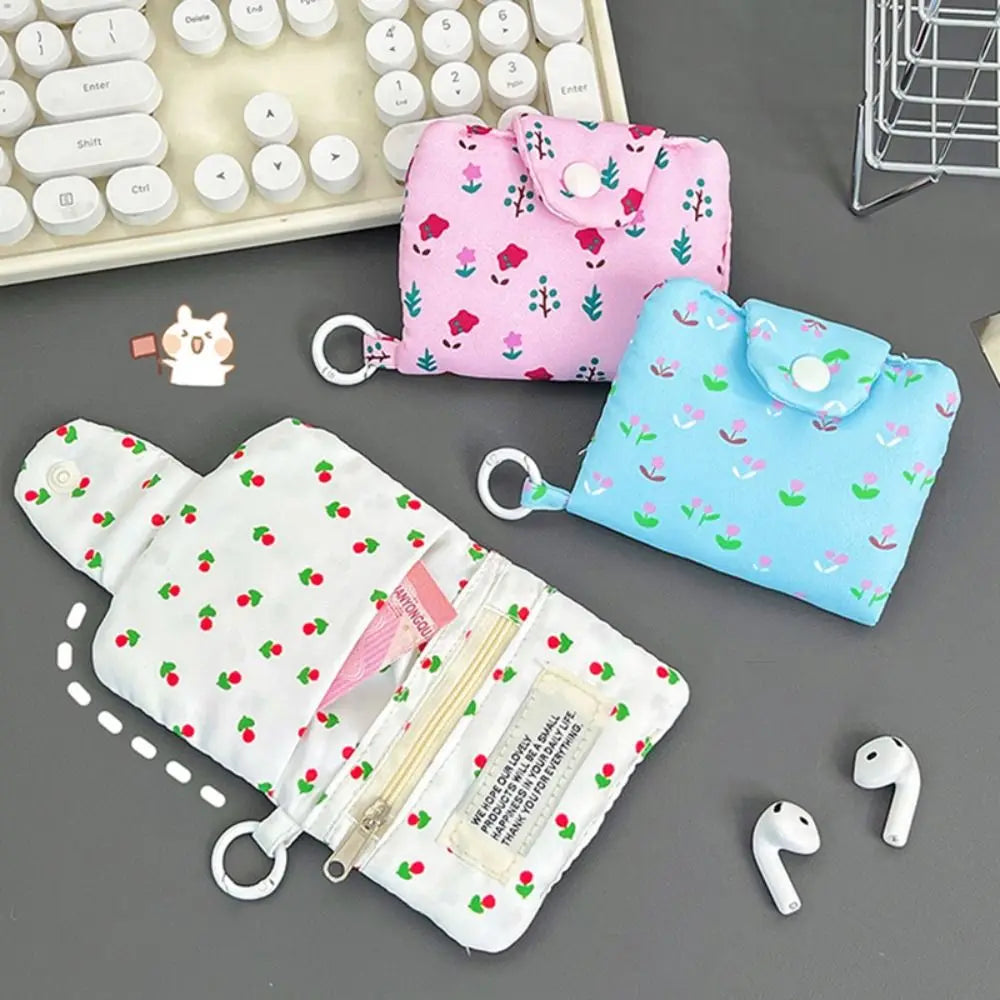 Porte-monnaie multicouche en tissu fleuri avec porte-cartes intégré — photo 2