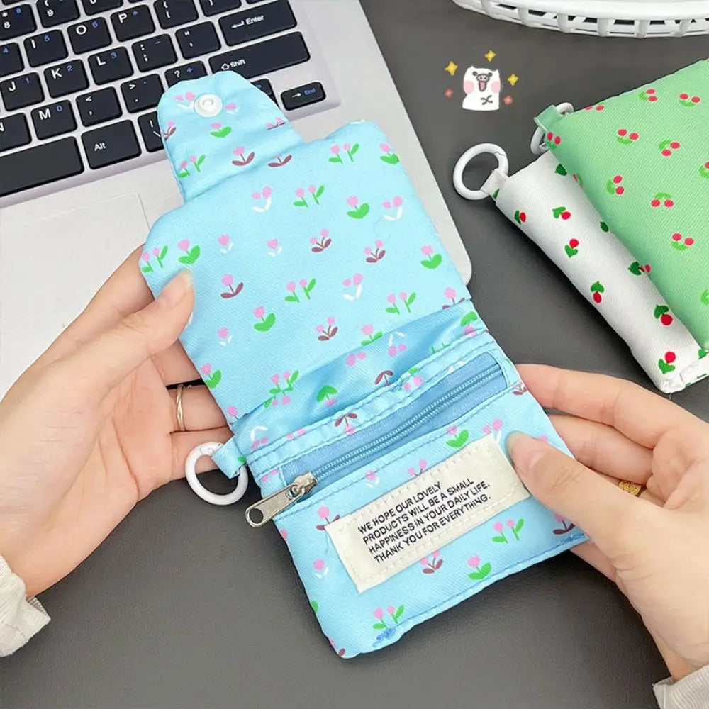 Porte-monnaie multicouche en tissu fleuri avec porte-cartes intégré — photo 4