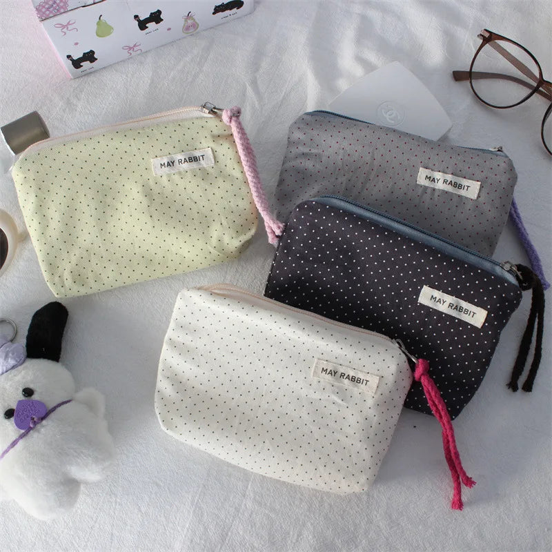 Porte-monnaie en toile à motifs cœurs pour femme avec fermeture zippée — photo 1