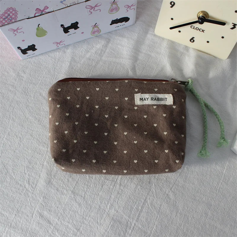 Porte-monnaie en toile à motifs cœurs pour femme avec fermeture zippée — photo 11