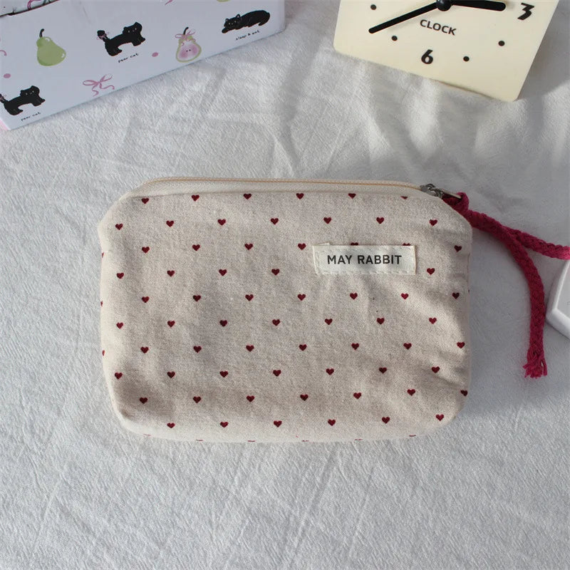 Porte-monnaie en toile à motifs cœurs pour femme avec fermeture zippée — photo 12