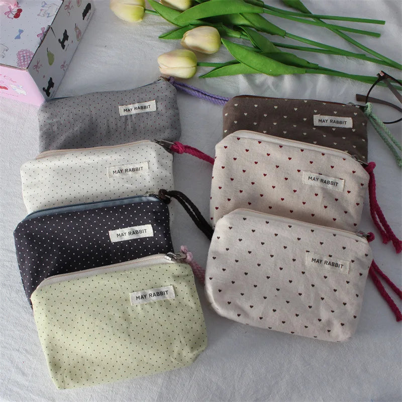 Porte-monnaie en toile à motifs cœurs pour femme avec fermeture zippée — photo 13