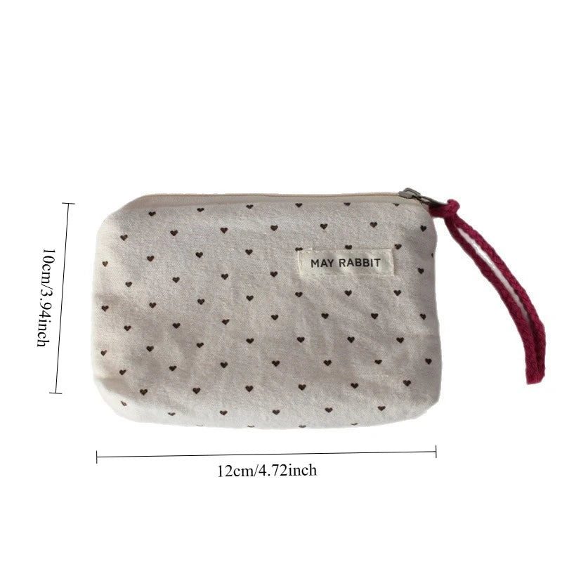 Porte-monnaie en toile à motifs cœurs pour femme avec fermeture zippée — photo 3