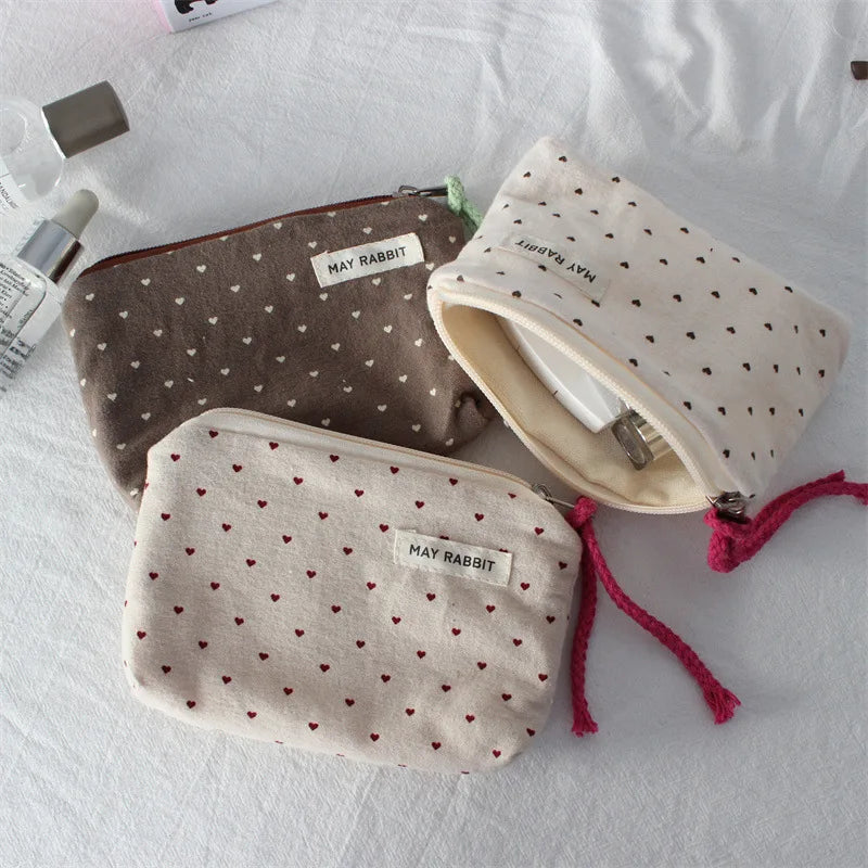 Porte-monnaie en toile à motifs cœurs pour femme avec fermeture zippée — photo 4
