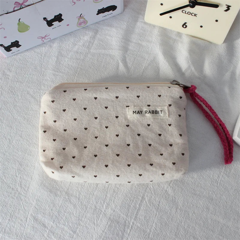 Porte-monnaie en toile à motifs cœurs pour femme avec fermeture zippée — photo 9