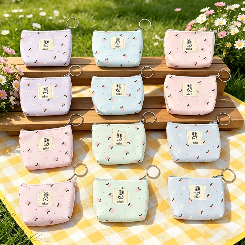 Porte-monnaie en toile, lot de 12 coloris pastel fleuris