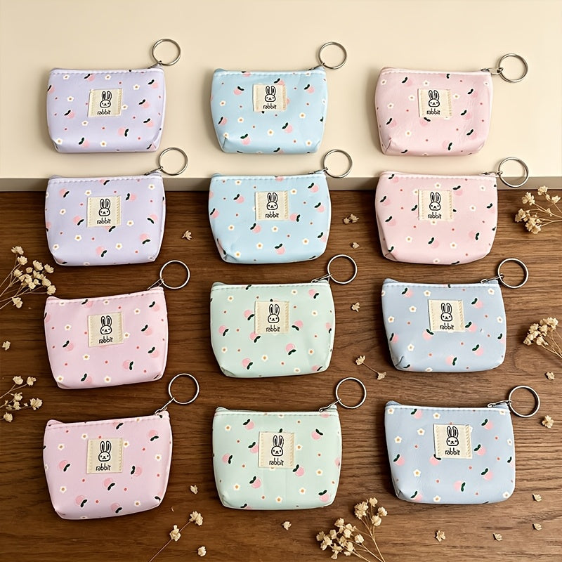 Porte-monnaie en toile, lot de 12 coloris pastel fleuris