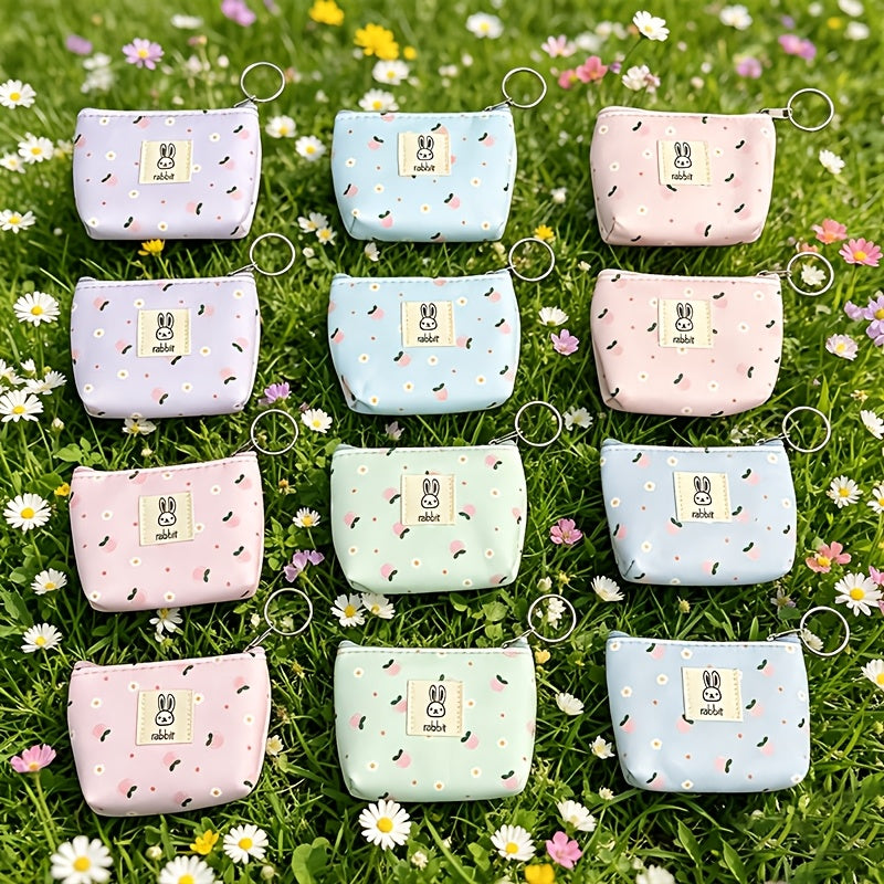 Porte-monnaie en toile, lot de 12 coloris pastel fleuris