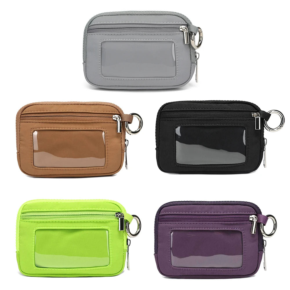 Porte-monnaie en toile polyester zippé avec fenêtre ID et porte-clés — photo 1