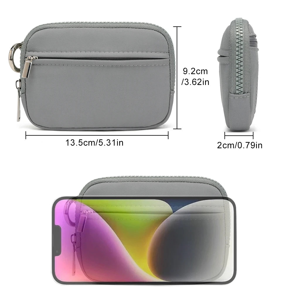 Porte-monnaie en toile polyester zippé avec fenêtre ID et porte-clés — photo 4