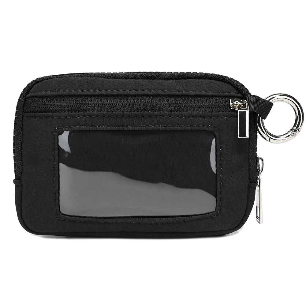Porte-monnaie en toile polyester zippé avec fenêtre ID et porte-clés — photo 9