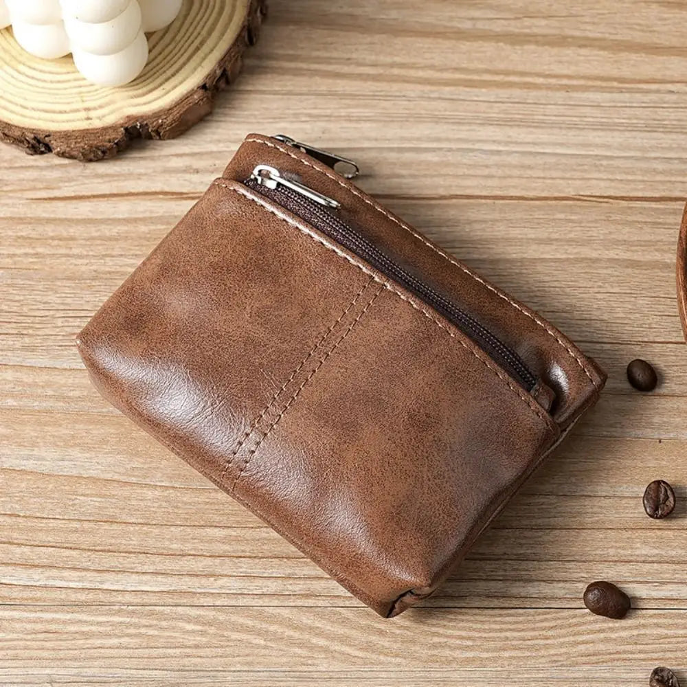 Porte-monnaie vintage en cuir PU avec double fermeture éclair et porte-cartes - Unisexe — photo 1