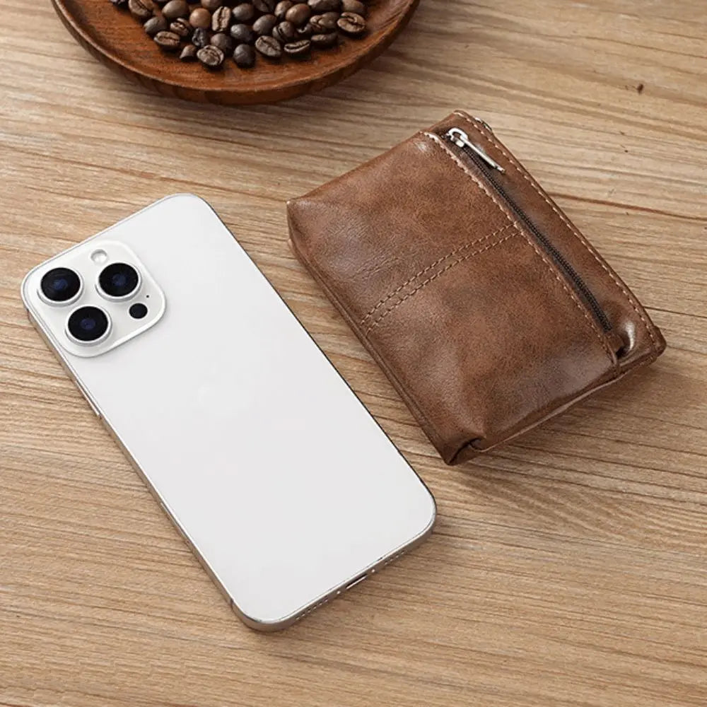 Porte-monnaie vintage en cuir PU avec double fermeture éclair et porte-cartes - Unisexe — photo 5