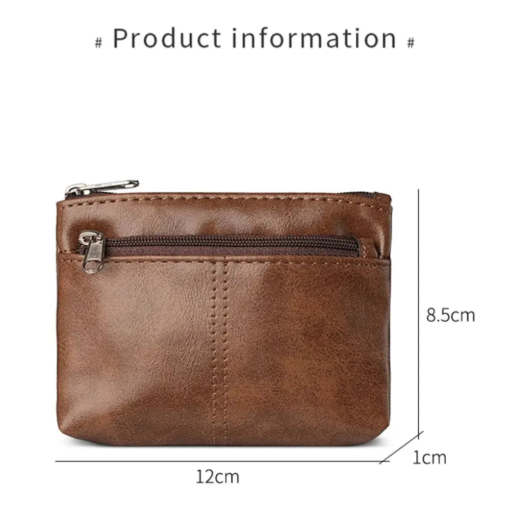 Porte-monnaie vintage en cuir PU avec double fermeture éclair et porte-cartes - Unisexe — photo 6